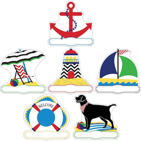 Barker Creek Chevron Nautical Double-Sided Accents, Multi-Design Set, 72/Set 3713
